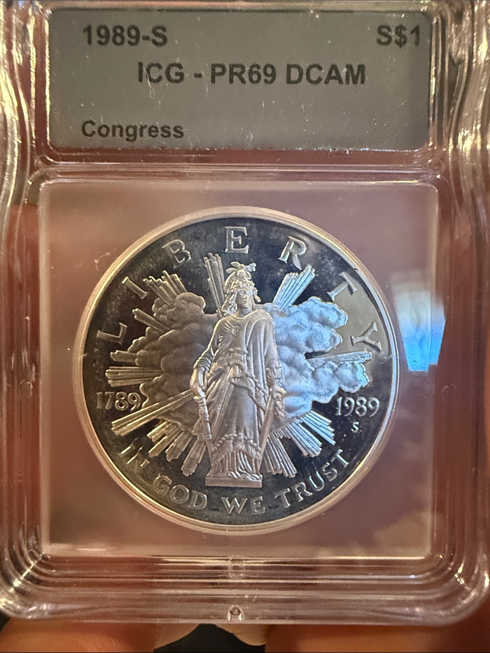 1989 Silver Congress Commemorative Dollar - PR69 DCAM - Silver